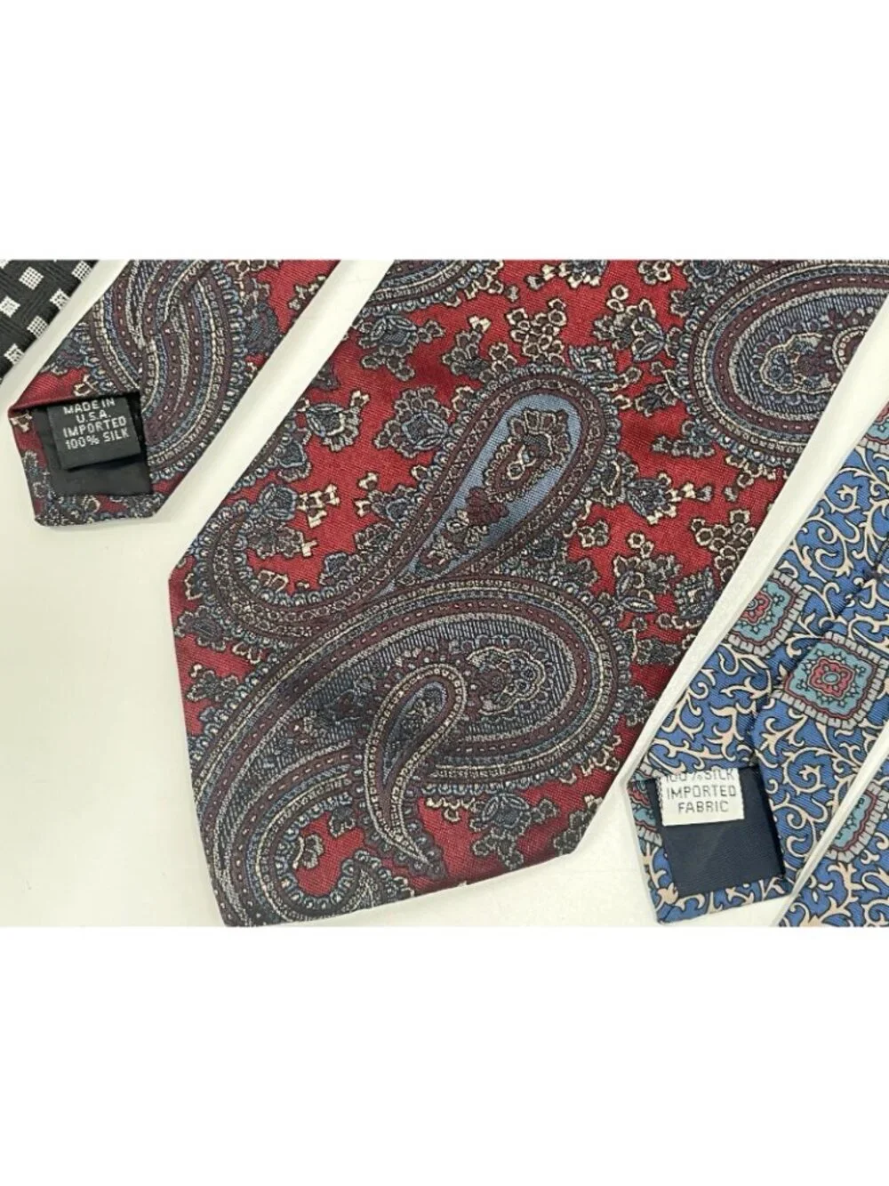Lot of 4 Designer Silk Ties Rooster Pierre Cardin Countess Mara Paisley Geometri